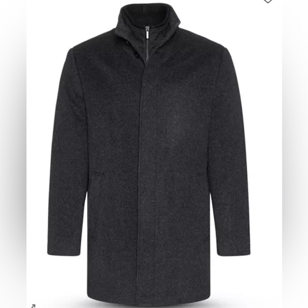 Cardinal Of Canada Mens Black Double Mock Neck Wool Blend Lined Car Coat - Picture 3 of 14